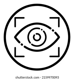 Icono plano del círculo del escáner ocular aislado en fondo blanco
