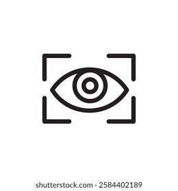 Eye scanner icon black and white vector outline sign