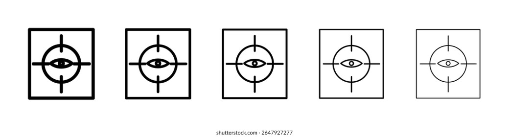 Vector aislado del icono del escáner del ojo en el conjunto blanco del fondo
