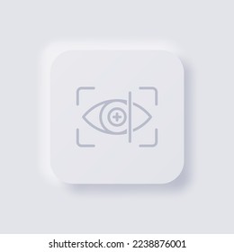 Icono de escáner ocular, diseño de interfaz de usuario suave de Neumorfismo blanco para diseño web, IU de aplicación y más, Button, Vector.