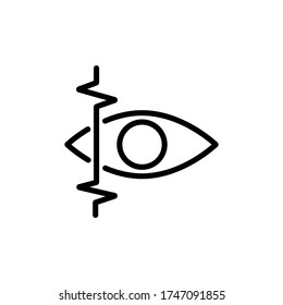 Icono delgado del escáner ocular en estilo plano moderno aislado en fondo blanco. Símbolo de diseño de sitio web, logotipo, aplicación, interfaz de usuario. Ilustración del vector, EPS