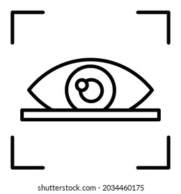 Icono De Esquema Del Vector Del Escáner De Ojos Aislado En Fondo Blanco
