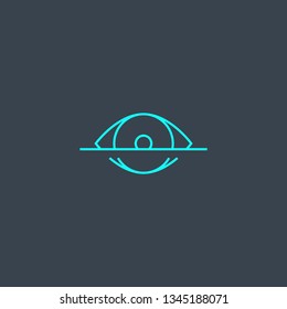 Eye Scanning Concept Blue Line Icon. Simple Thin Element On Dark Background. Eye Scanning Concept Outline Symbol Design. Can Be Used For Web And Mobile UI/UX