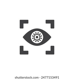 Eye with a scanning frame vector icon. filled flat sign for mobile concept and web design. Retina Scan glyph icon. Symbol, logo illustration. Vector graphics