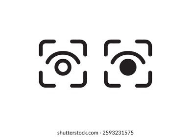 Eye scanning recognition icon in black Vector