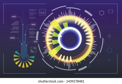Eye scanning technology futuristic modern user interface circle shapes. HUD elements. Futuristic Sci Fi Abstract Set. Blue virtual graphic touch user interface. Set of Circular Design Element.