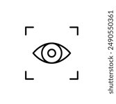 Eye scanning. Visual recognition and biometric identification. Pixel perfect vector icon