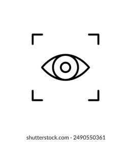 Eye scanning. Visual recognition and biometric identification. Pixel perfect vector icon