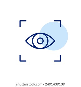 Escaneo ocular. Reconocimiento visual y Identificación biométrica. Icono de trazo perfecto y editable