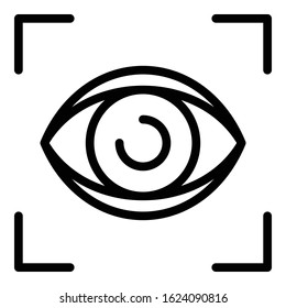 Eye scannning icon. Outline eye scannning vector icon for web design isolated on white background