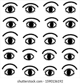 Eye seamless pattern, isoleated on white background