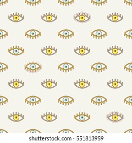 Eye seamless pattern, patch sticker line design