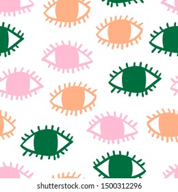 Eye seamless pattern. Repeated scandinavian  simple texture