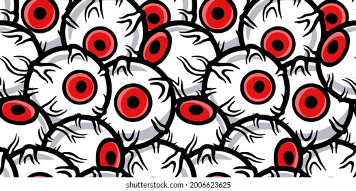 Eye seamless pattern with scary horrible eyes for halloween holiday design. October party banner, poster or postcard