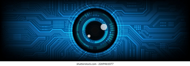 Eye security technology with AI Artificial Intelligence on circuit board in futuristic concept suitable for future technology artwork, Web Banner Abstract background, Vector illustration