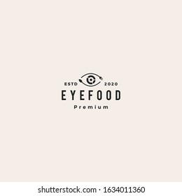 eye see food spoon fork logo vector icon illustration hipster vintage retro