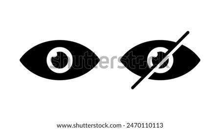 Eye and sensitive content icon. Social media violence post concept. Visible and invisible sign symbol