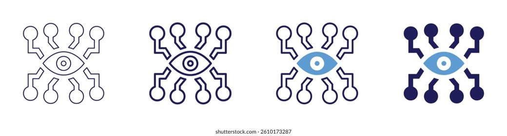 Eye sensitive nerves icon in 4 different styles. Thin Line, Line, Bold Line, Duotone. Duotone style. Editable stroke.