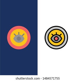 Eye, Service, Support, Technical  Icons. Flat and Line Filled Icon Set Vector Blue Background. Vector Icon Template background