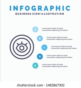 Eye, Service, Support, Technical Line icon with 5 steps presentation infographics Background