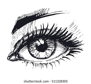Eye set. Hand drawn sketch. Vector illustration