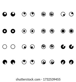 Eye Set Icon. line art, expression, emotion Vector design