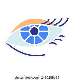 Eye set icon. Vision, eye anatomy, iris, pupil, eyelash, eyelid, ocular health, eyesight, ophthalmology, optical care.