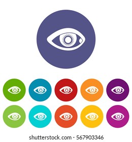 Eye set icons in different colors isolated on white background