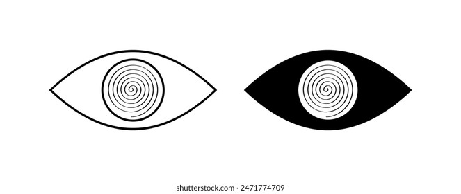 Iconos de conjunto de ojos. Icono de aspecto estupefacto. Silueta y estilos lineales. Iconos vectoriales.