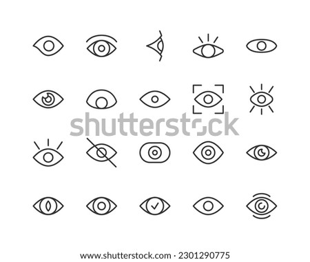 eye set of simple line icons. Collection of web icons for UIUX design. Editable vector stroke 24x24 Pixel Perfect