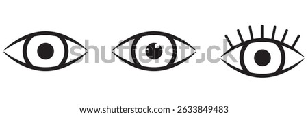 eye set of simple line icons. Collection of web icons for UIUX design. Seen and unseen eye icon set. Hidden and view eye icon vector. Visible invisible icon symbol collection eps 10