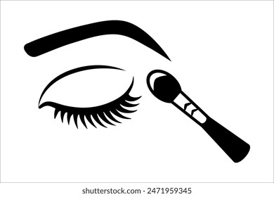 Eye Shadow Anwendung Schema Illustration. Augen-Make-up-Ikone. Kosmetisches Schattenpinsel-Zeichen.