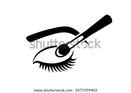 Eye shadow applying scheme illustration. Eye makeup icon. Cosmetic shadow brush sign.