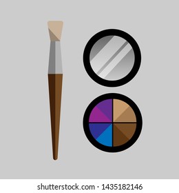 Eye shadow and brush icon colored background gray