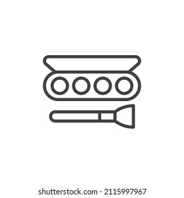 Icono de la línea de pincel y sombra ocular. signo de estilo lineal para concepto móvil y diseño web. Icono vectorial de contorno de la paleta de maquillaje. Símbolo, ilustración del logotipo. Gráficos vectoriales