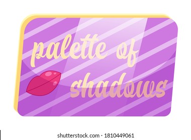 Eye shadow flat pallete, palette for professional make-up. Eyeshadows, Make-up cosmetics vector icon Eyeshadow, blush pallete, powder, pillow base cosmetics objects isolated. Flat vector image