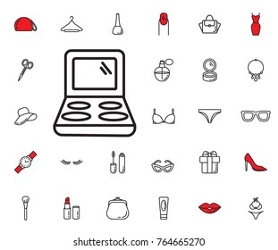 eye shadow icon on white background. Beauty, Cosmetic, Shopping and Makeup Vector Icons Set . Cosmetic products, makeup brushes, lipstick, perfume, eye makeup. Women accessories. Fashion icons