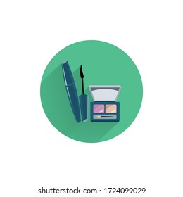 Eye shadow kit colorful flat icon with long shadow. Eye shadow flat icon