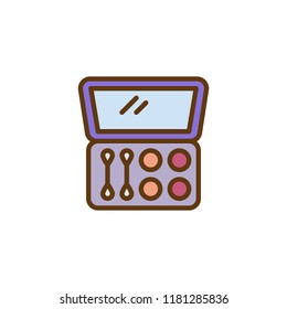 Eye shadow kit filled outline icon, line vector sign, linear colorful pictogram isolated on white. Eyeshadow palette symbol, logo illustration. Pixel perfect vector graphics