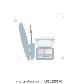 Eye shadow kit vector flat illustration on white background