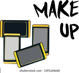 eye shadow make up(white,grey,black colors), Hand drawn cosmetics set. Make up, eye shadows - Fashion illustration vector object isolated on white background
