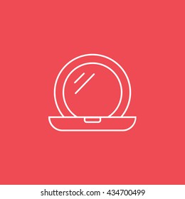 Eye Shadow With Mirror Line Icon On Red Background