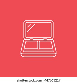 Eye Shadow With Mirror Line Icon On Red Background