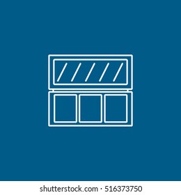 Eye Shadow With Mirror Line Icon On Blue Background