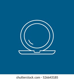 Eye Shadow With Mirror Line Icon On Blue Background