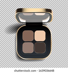 Eye shadow with a mirror on a transparent background. Isolated vector object.