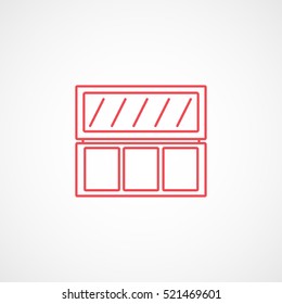 Eye Shadow With Mirror Red Line Icon On White Background