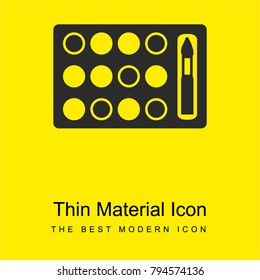 Eye shadow palette with brush bright yellow material minimal icon or logo design