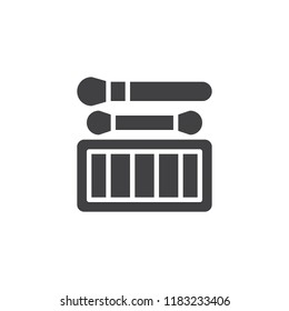 Eye shadow palette and brushes vector icon. filled flat sign for mobile concept and web design. Face cosmetics simple solid icon. Symbol, logo illustration. Pixel perfect vector graphics