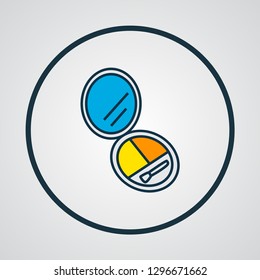 Eye shadow palette icon colored line symbol. Premium quality isolated face-powder element in trendy style.
